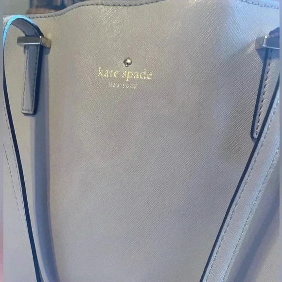 Kate Spade large perfect tote light grey gray taupe zip top - Picture 2 of 6